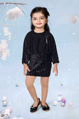 Black Velvet Dress With Sequin Work For Girls