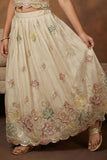 Elegant Ivory Multicolor Embroidered Lehenga Choli For Girls