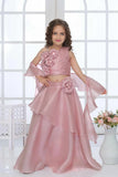 Blush Pink Organza Lehenga Choli And Dupatta For Girls