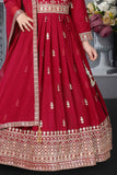 Classic Red Sequins Embroidery And Zari Work Ethnic Gown For Girl
