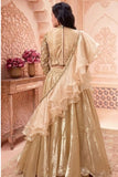 Beige Ruffle Layered Lehenga Choli with Embroidered Ruffled Dupatta For Girls