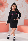 Black Embroidered Top & Skirt Co-ord Set For Girls