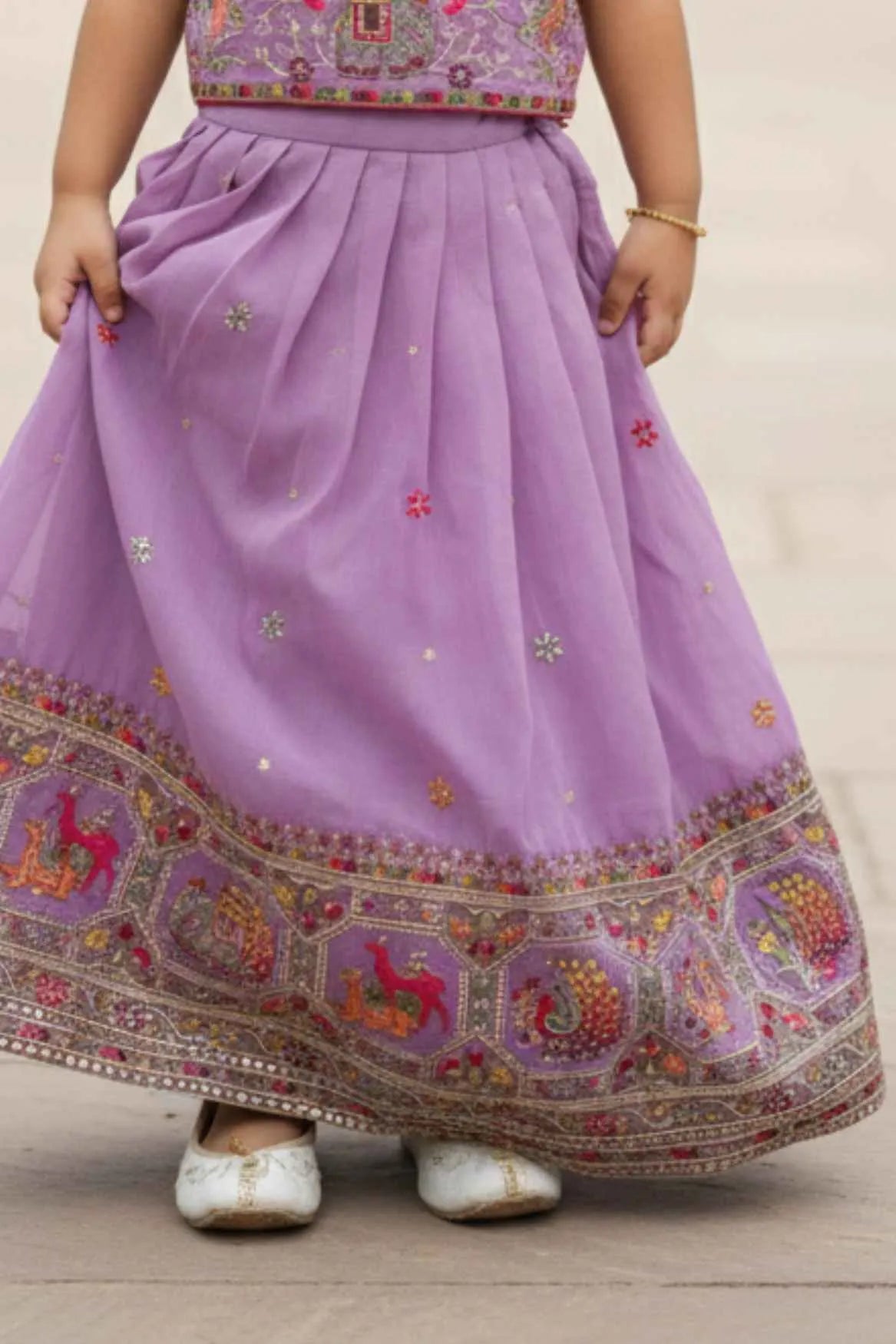 Lavender Royal Embroidered Lehenga Choli For Girls