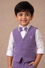 Boys  Lavender Waistcoat Suit Set with Bow Tie