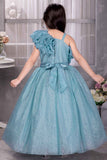 Blue Party Wear Gown With Stone Work Waist Band For Girls
