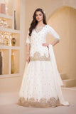 Girls Ivory Gold Embellished Lehenga Choli Set With Dupatta