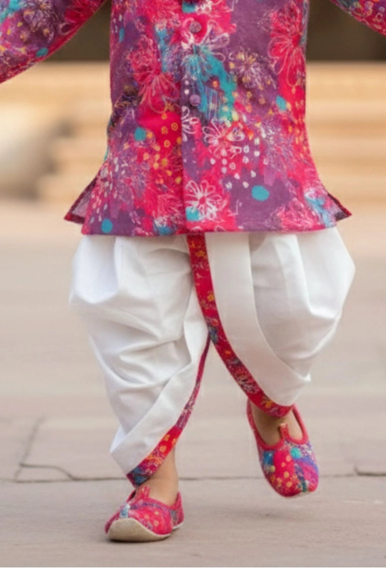 Multicolor Printed Kurta Dhoti Set for Boys