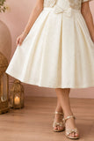 Ivory Embellished Party Frock with Lace Shrug and Bow Detail