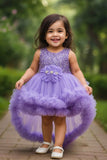Purple Sequin Bodice High-Low Party Frock with Ruffle Layers For Girls