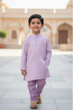 Lavender Sequins Embroidered Kurta Pyjama Set with Jacket For Boys