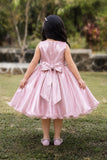 Girls Pink Floral Applique Party Dress With 3d Flower Detail