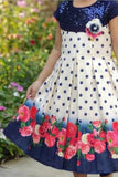 Navy Blue Polka Dot Frock For Girls