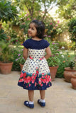 Navy Blue Polka Dot Frock For Girls