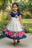 Navy Blue Polka Dot Frock For Girls