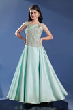 Sky Blue Sequin Embellished Gown For Girls