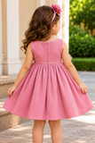 Girls Dusty Pink 3D Floral Applique Party Wear Frock