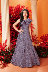 Elegant  Dusty Mauve  Partywear Gown For Girls