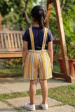 Mustard Yellow Striped Dungaree Set For Girls
