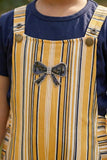 Mustard Yellow Striped Dungaree Set For Girls