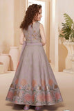 Lavender Floral Embroidered Lehenga Choli Set for Girls