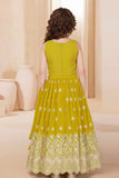 Yellow Embroidered Lehenga Choli Set With Dupatta for Girls