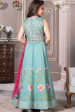 Pista Floral Embroidered Lehenga Choli Set With Dupatta for Girls