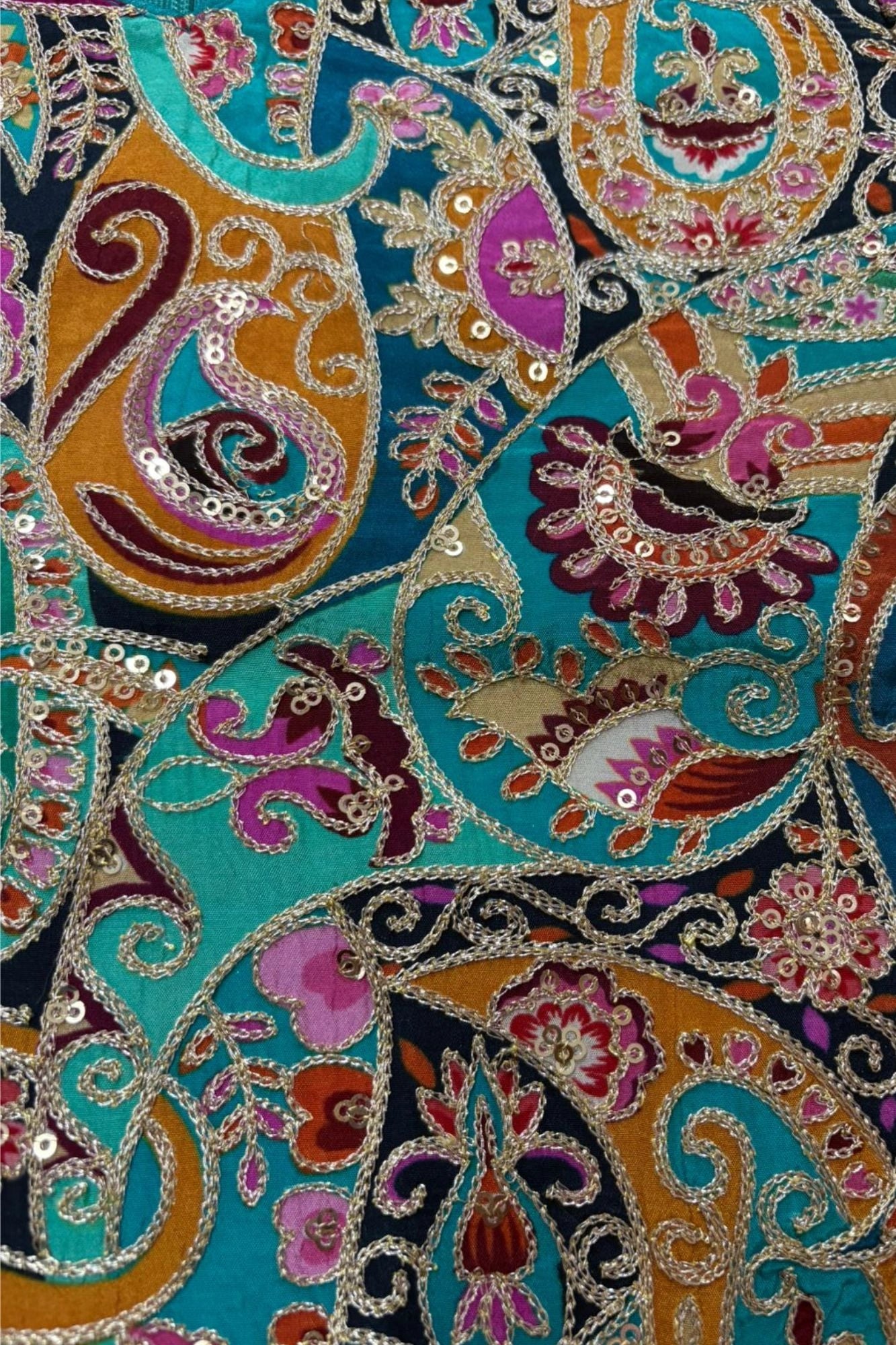 Rama Green Palazzo Set with Multicolor Paisley Embroidered Top For Girls