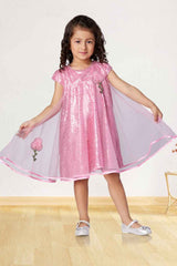 Stylish Pink Dress With Sequin Work For Girls