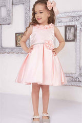 Peach Sleeveless And Floral Embellished With Stone Work Frock For Girls