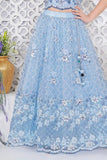 Sky Blue Embroidered Lehenga Choli with Sequin and Thread Work For Girls