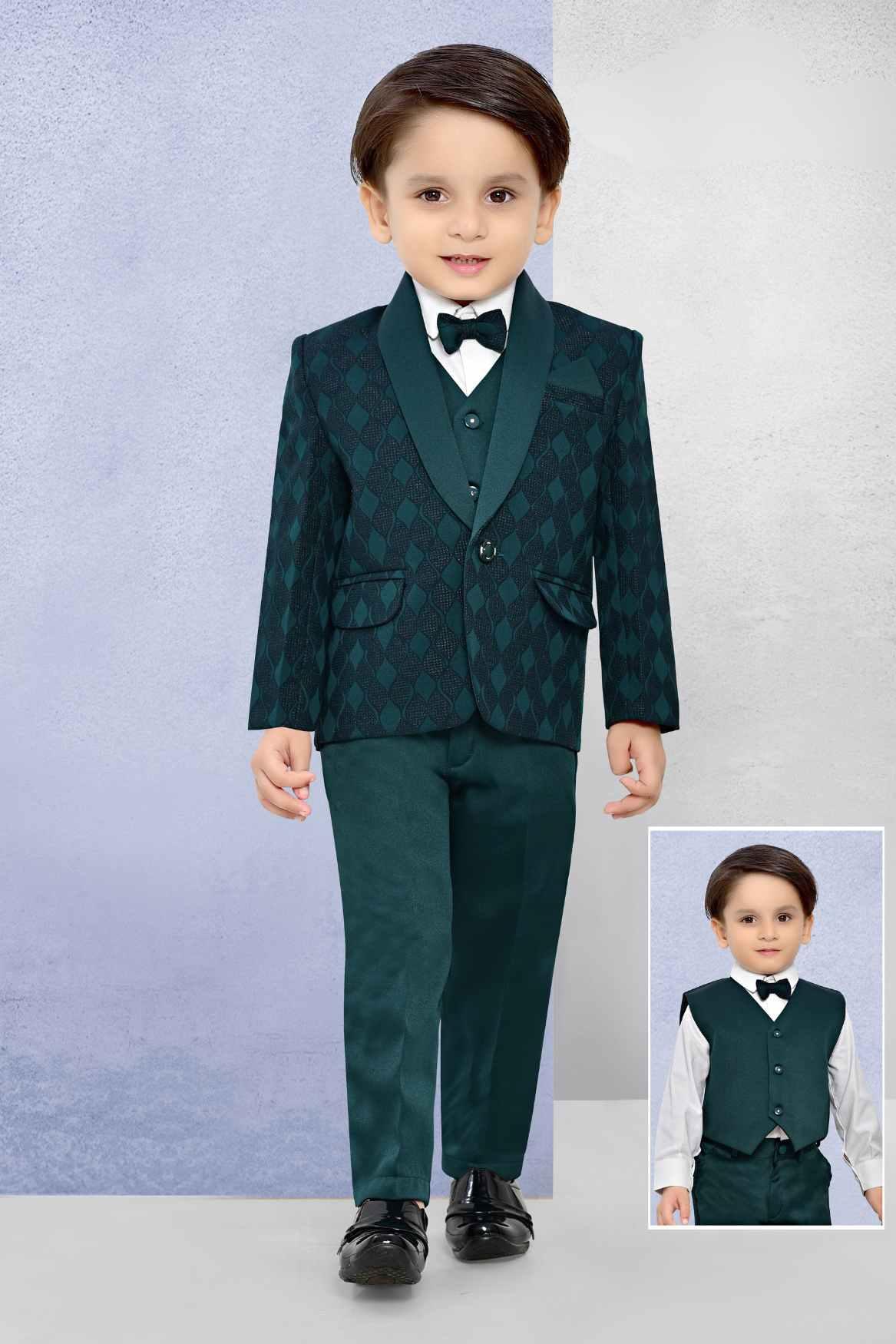 Classic Teal 5pc Tuxedo Suit For Boys - Lagorii Kids