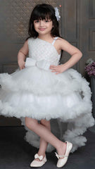 White Tailback Frock With Bow For Girls