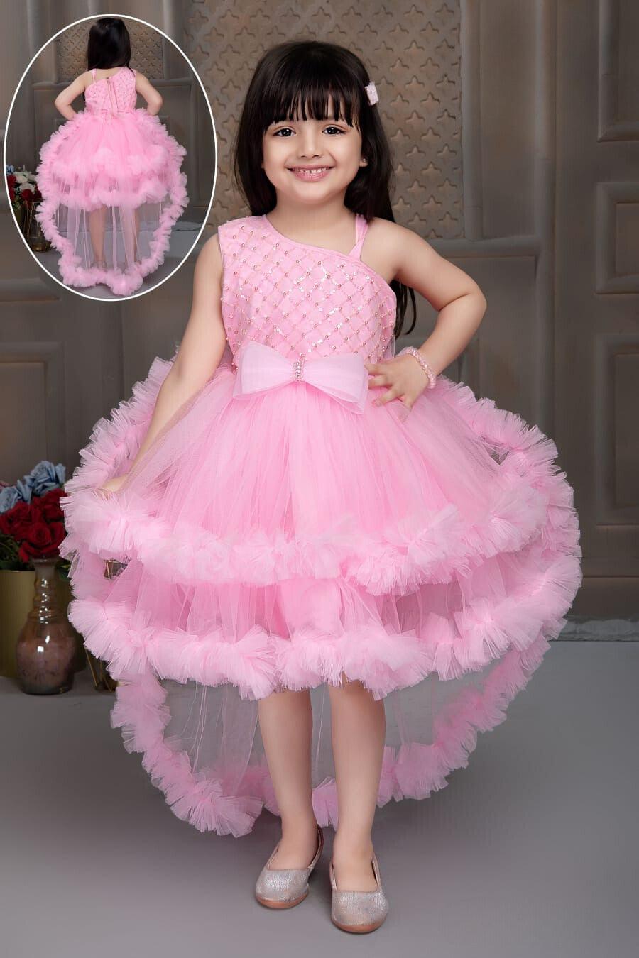 Pink Princess Perfection: Tailback Party Frock for Girls.