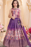 Purple Patchwork Lehenga Choli Set with Dupatta For Girls