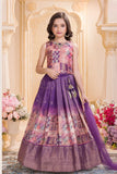 Purple Patchwork Lehenga Choli Set with Dupatta For Girls