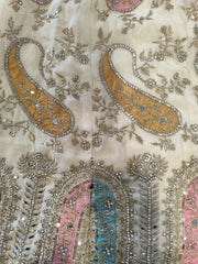 Cream Embroidered Palazzo Set for Girls