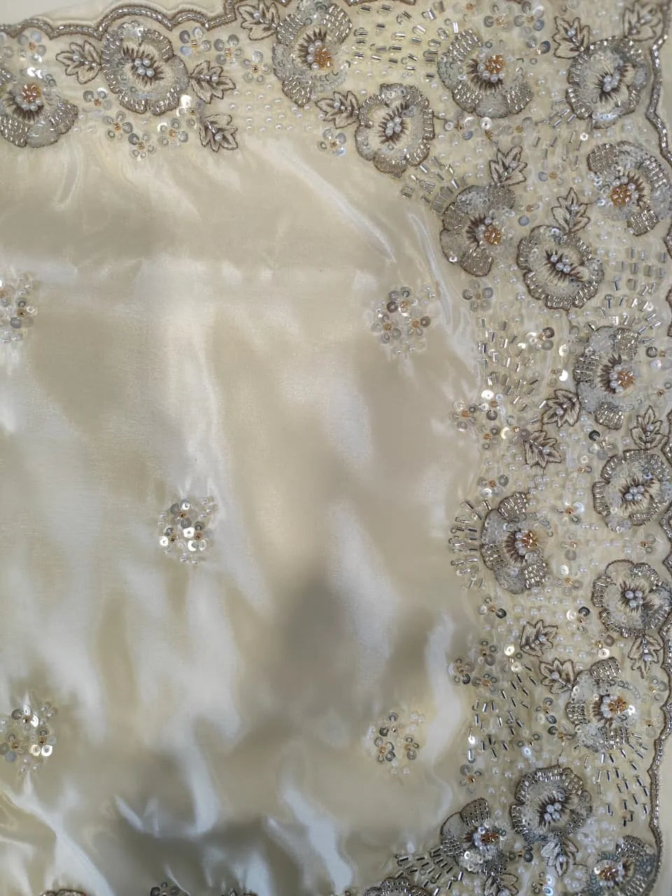 Cream Embroidered Palazzo Set with Dupatta for Girls