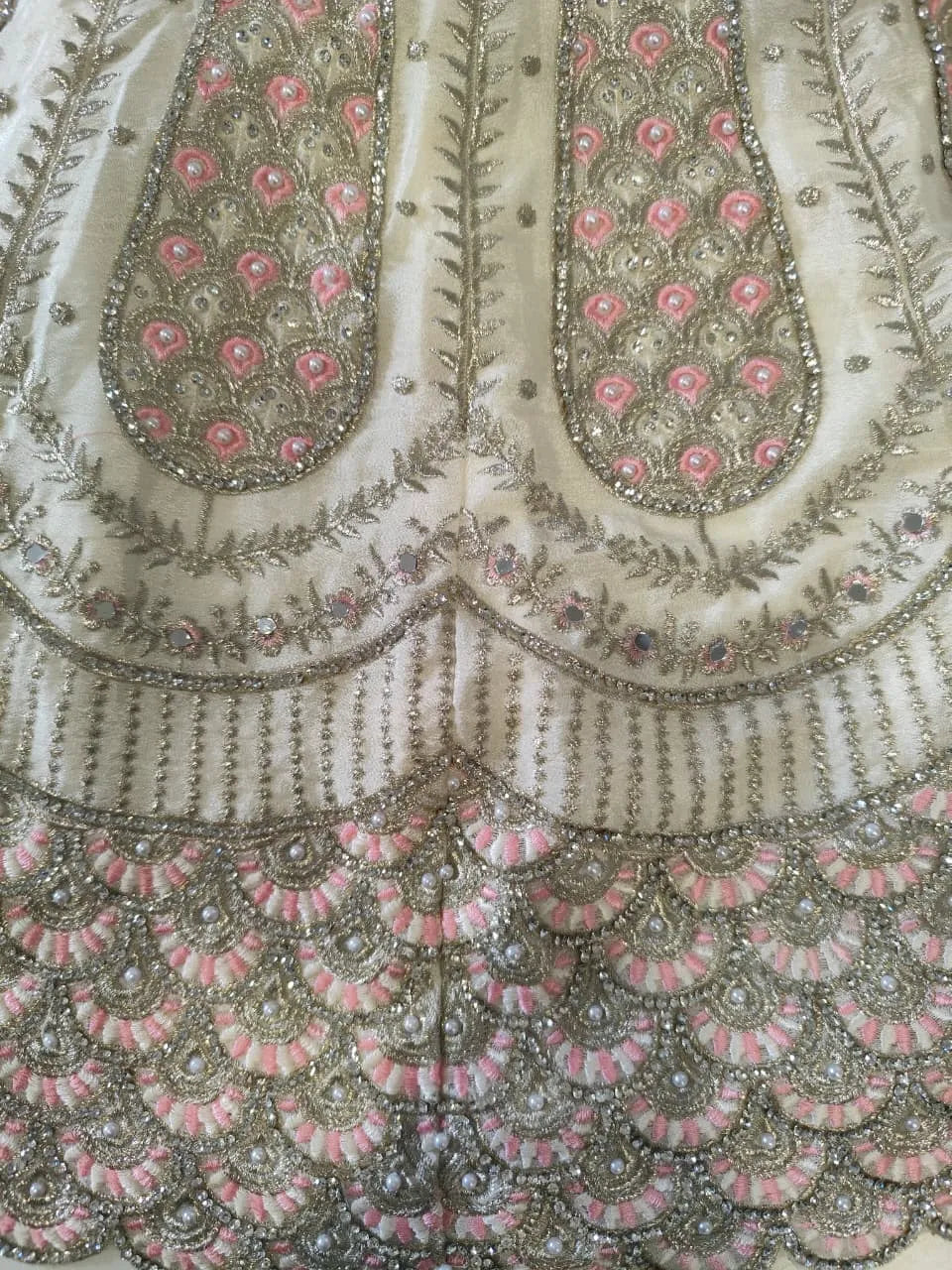 Cream Embroidered Palazzo Set With Dupatta for Girls