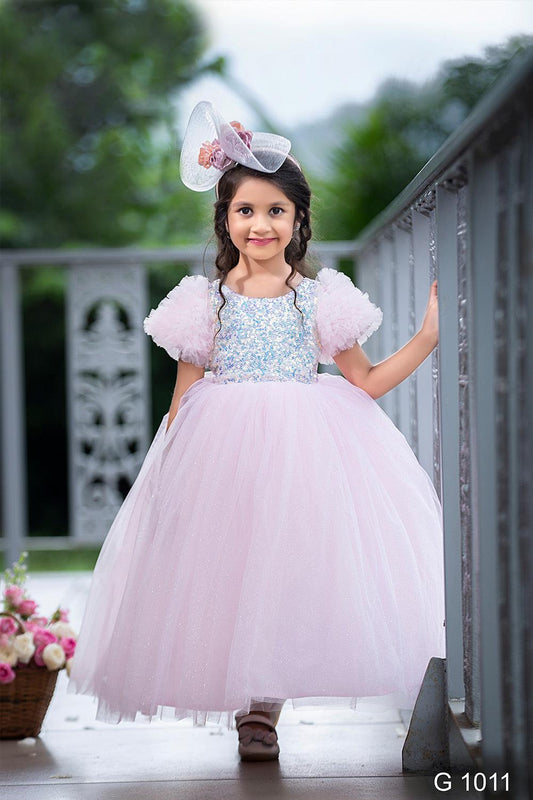 baby pink sequined ball gown for girls lagorii kids