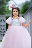 Baby pink sequined ball gown for girls - Lagorii Kids
