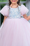 Baby pink sequined ball gown for girls - Lagorii Kids