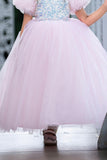 Baby pink sequined ball gown for girls - Lagorii Kids