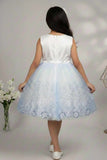 Blue Sequin Party Wear Frock With Bow For Girls