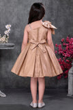 Gold Party Wear Frock With Sequin Bodice And 3D Floral Appliqué For Girls