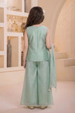 Pista Green Embroidered Georgette Palazzo Set For Girls