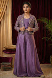Lavender Embroidered Crop Top and Jacket Palazzo Set For Girls