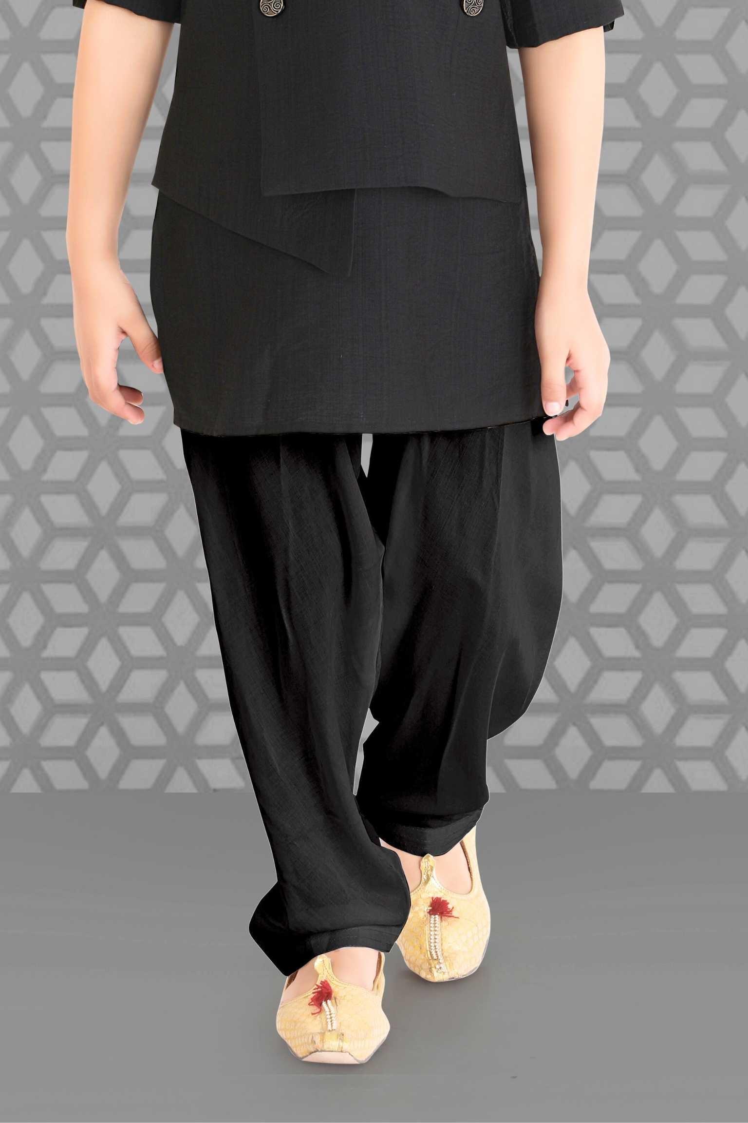 Black Pathani Stylish Kurta jacket Set For Boys - Lagorii Kids