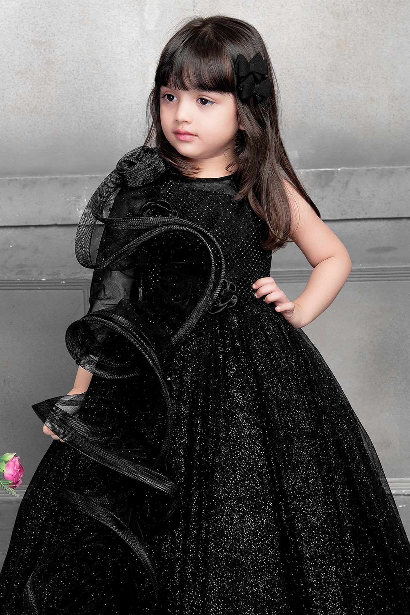 Black Princess Party Gown: A Royal Look for Girls. - Lagorii Kids