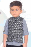 Black Waist Coat Set With Grey Shirt For Boys - Lagorii Kids