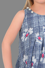 Blue Dhoti Style Dress with Floral Prints - Lagorii Kids